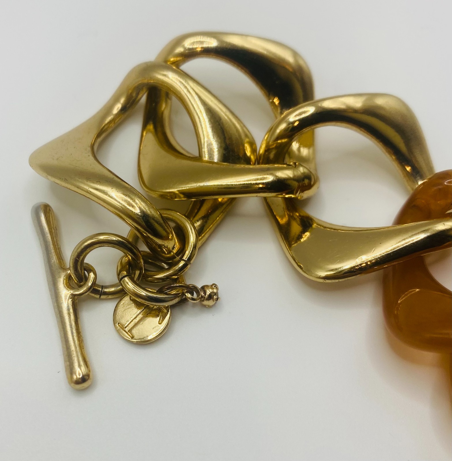 Talbots Gold Link & Tortoise-Pattern Necklace Chu… - image 3