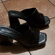 Elegant Black Women's Heeled Mules