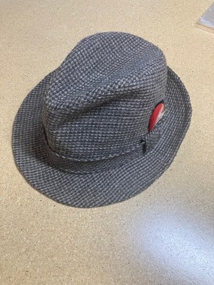 KANGOL Design Men's Wool Tweed Red Feather Fedora Hat One Size VTG USA