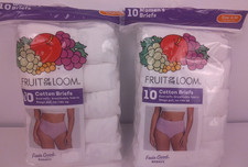 Fruit Of The Loom 10 Womens White Cotton Briefs Size 6 - New Lot Of 2 .  51.2 