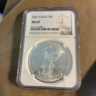 2001 American Silver Eagle S $1 MS69 NGC .999 Fine Silver