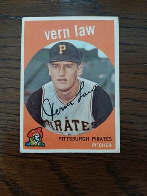 1959 Topps - Vern Law #12, Pirates No Creases EX Cond. Sharp Color & Focus. Nice