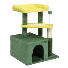 27.5in Cat Tree,Multi-level Cat Tower with Cat Scratching Post and Pad,Cat Condo