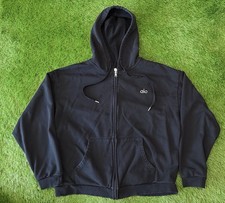 Alo Full Zip Hoodie Black Relaxed Fit Pockets - Men s Size LARGE