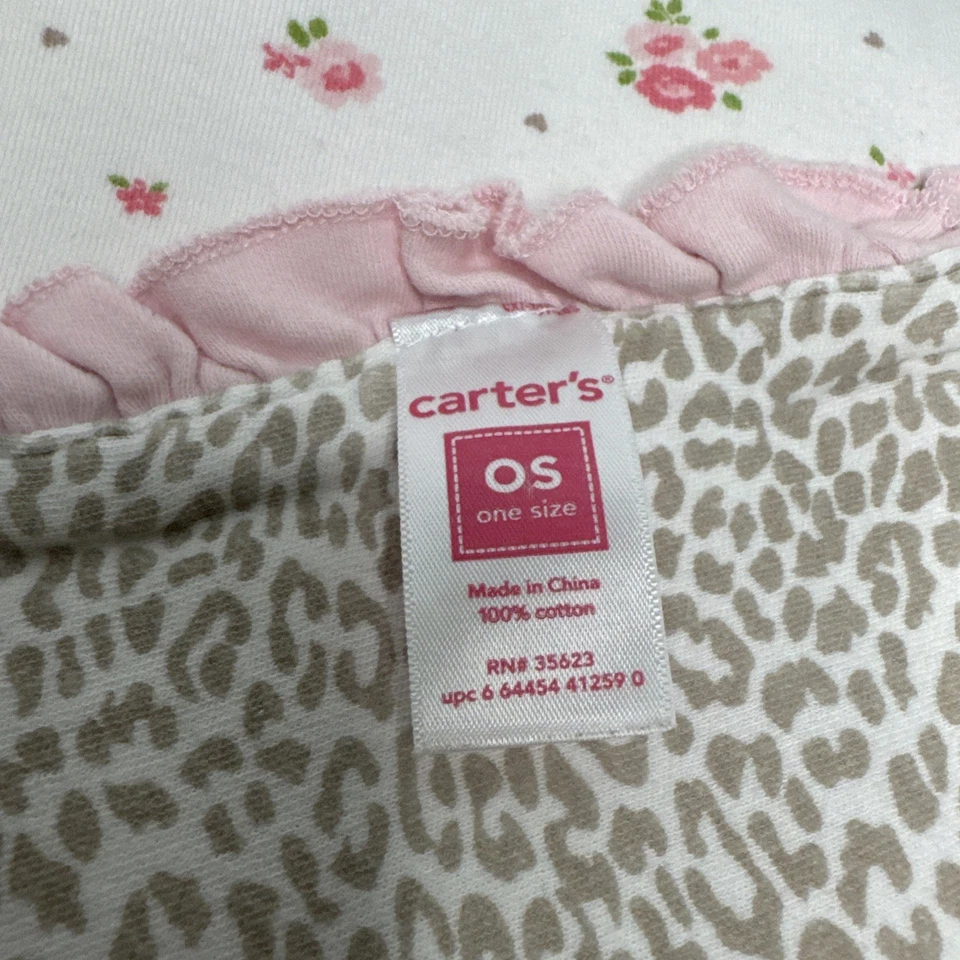 CARTERS Manta Receptora Bebé Rosa Floral Estampado Leopardo Volantes Borde 100% Algodón Foto 2 de 4