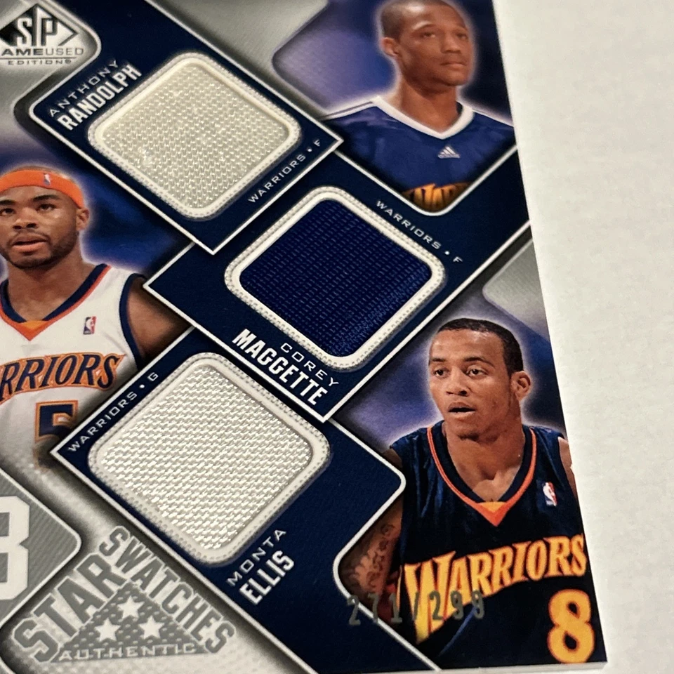 2009 SP Juego Usado 3 Estrellas Muestras Anthony Randolph Corey Maggette Monta Ellis Foto 3 de 3