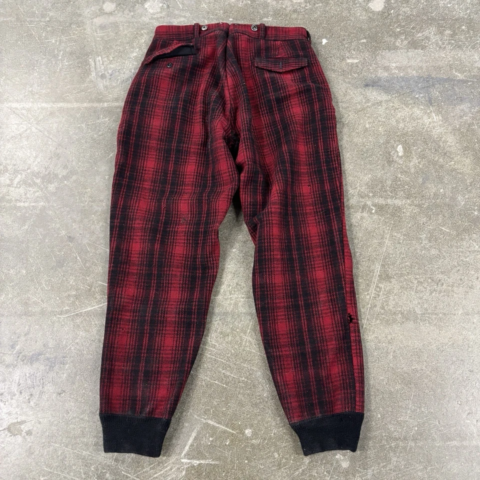 1940s 50s Vintage Woolrich Buffalo Plaid Wool Hunting Pants Talon Zipper 31 X 29 - Image 2 of 4