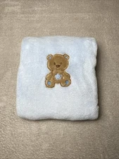 Cambridge Baby Blanket Brown Teddy Bear Blue Star Plush Security Lovey 30"x40"