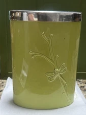 Villeroy & Boch "The Vert" Avocado Tea Caddy Embossed Dragonfly 6.5"