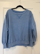 American Eagle Outfitters Waffle Knit Crewneck Sweatshirt - blue XS