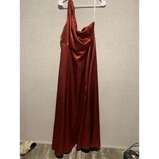 Celebrate DB Studio Bronze Copper One Shoulder Maxi Dress Gown Size 16