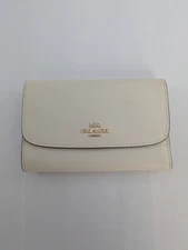 Coach Medium Envelope Wallet Pebbled Leather Chalk