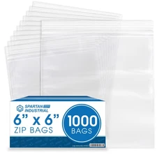 1000 Clear Reclosable Zip Poly Bags 6x6 2 Mil Resealable Lock Seal Plastic