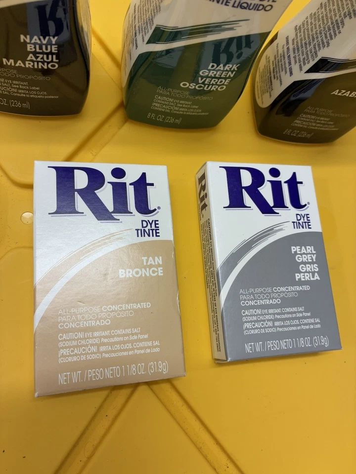 Rit Fabric Dye Lot of 5 — Liquid Navy Green Black + Powder Tan Grey — New Sealed - Image 4 of 4