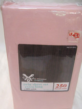 Twin XL Sheet Set - 3 Piece - College Dorm beds Pastel Pink 100 cotton 250 TC