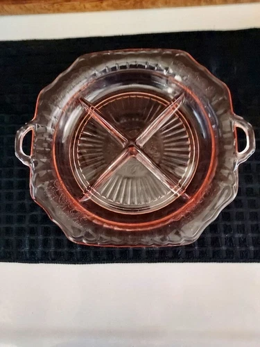 PRISTINE 1930s ANCHOR-HOCKING DEPRESSION GLASS "MAYFAIR PINK” 4-PART RELISH DISH