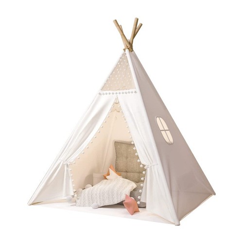 Kinder Tipi Zelt Spitze+Holz Kinderzel Kinderzimmer,Mädchen drinnen spielzelt` - Bild 9 von 16