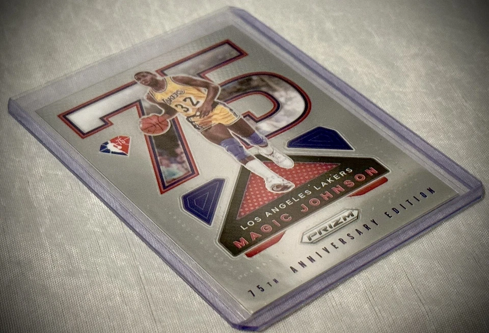 2021-22 Panini Prizm - MAGIC JOHNSON - 75th Anniversary Logo - SP Insert #15 - Image 3 of 4