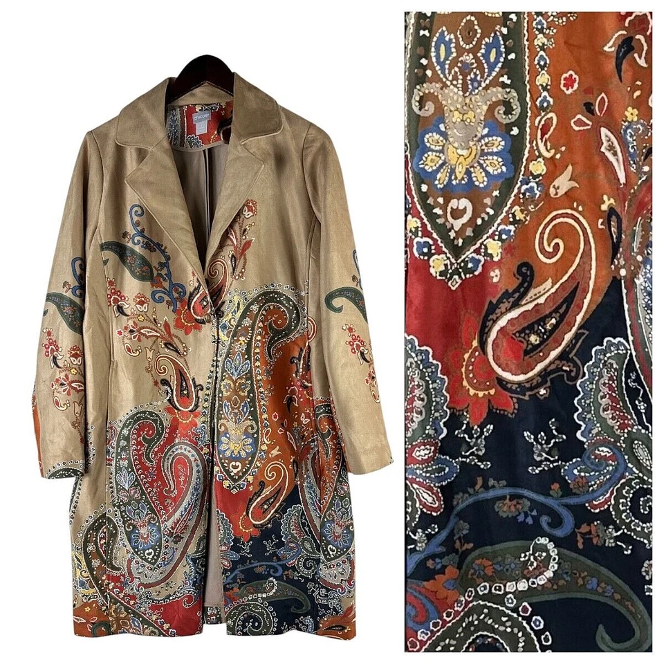 Chicos Talla 1 (Mediana 8 10) Chaqueta Larga Abrigo Blazer Imitación Gamuza Cachemira Vibrante M