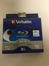 Verbatim Blu-ray Recordable Bd-r 6x Disc-25gb-120mm Standard-3 Pack Jewel 97341