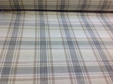 Fryetts/P+S DOVEDALE Dove (Grey)Linen Blend Check Fabrc for Upholstery/Curtains
