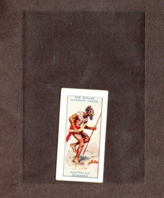 1935 D.C. Thomson Wizard Warrior Cards (Domino Back) AUSTRALIAN BUSHMAN [ExMt-NM