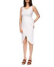 MSRP $125 Michael Michael Kors Eyelet Wrap Skirt Midi Dress Size XS (STAINED)