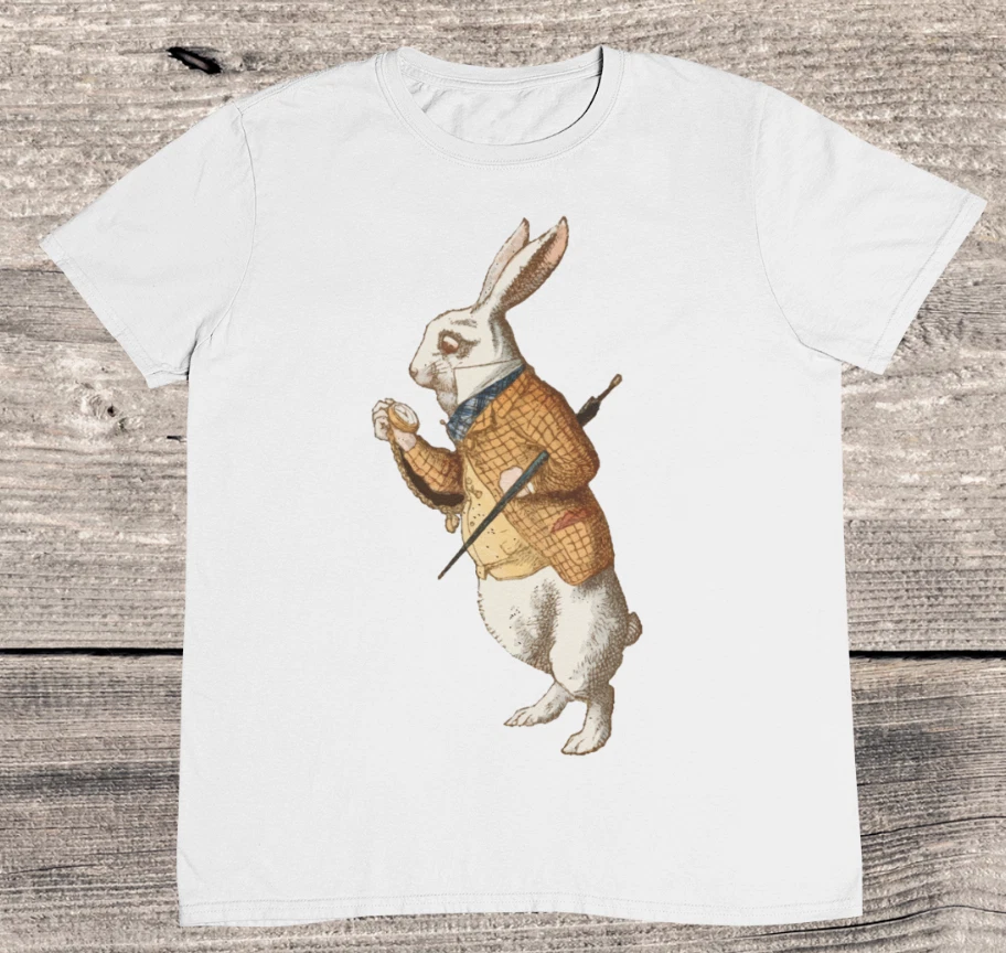 The White Rabbit T shirt Wonderland Retro White Rabbit 100 Premium Cotton