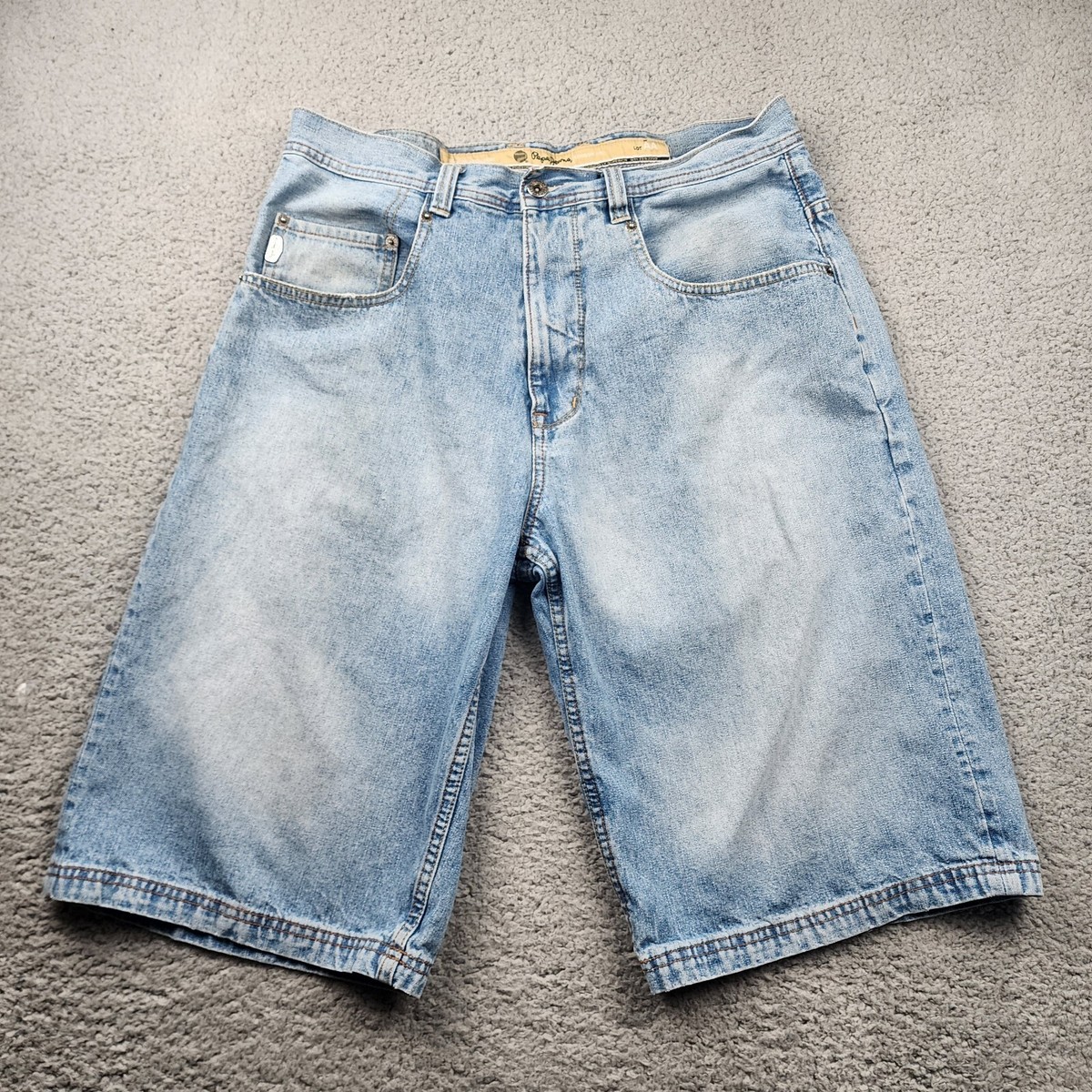 Vintage Pepe Jorts Shorts Mens 34 Blue Denim Baggy Wide Skater