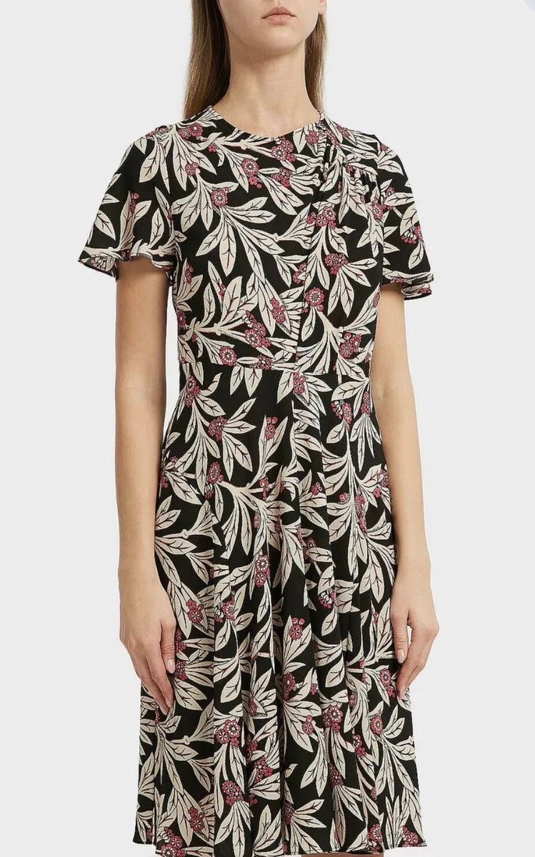 Forstyrret Disse svag ISABEL MARANT ÉTOILE Dress Lexia Floral Crepe Foliage Flowers Black  FR42-L-AU12 | eBay