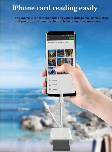 SD Card Reader for iPhone iPad Andriod Camera, Vrythn USB C & Lightning Card Rea - Picture 3 of 5