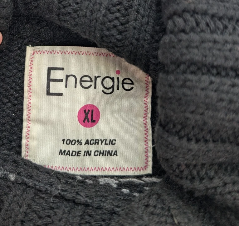 Energie Girl's Sweater Dress Size XL Black Cowl Neck Belt - Image 4 of 4