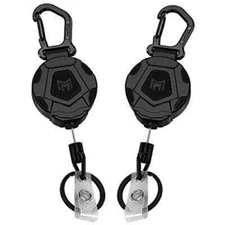 2x MNGARISTA Heavy Duty Carabiner Retractable Keychain Holder - Tactical BLACK