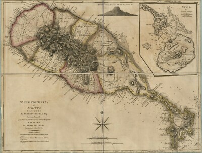 18'' X 24'' 1775 Map of St. Christophers or St. Kitts, Saint Kitts.