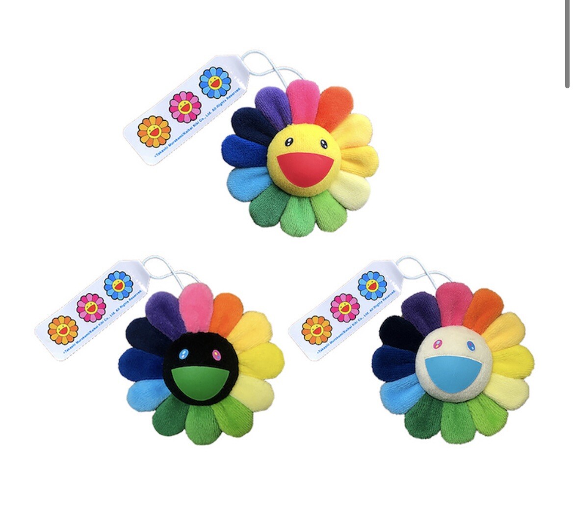 Takashi Murakami Kaikai Kiki Flowers Rainbow Key Chain Plush Batch