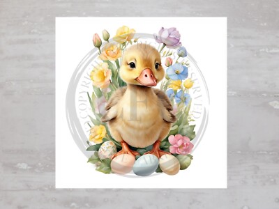 Pretty Cottage Floral Easter Duck Fabric Panel Craft Sewing Quilt Block A689