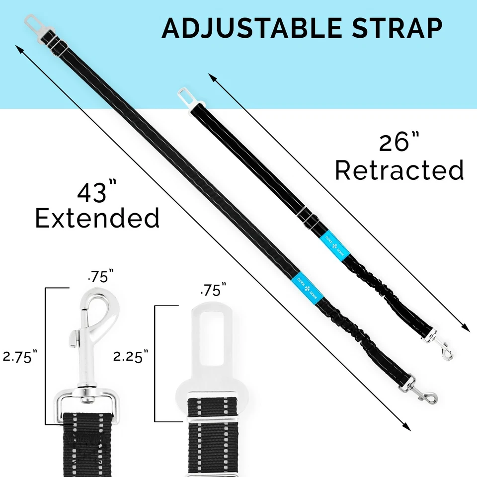 Correa de cinturón de seguridad para perros cinturón de seguridad elástico para mascotas coche arnés ajustable paquete de 2  Foto 2 de 4