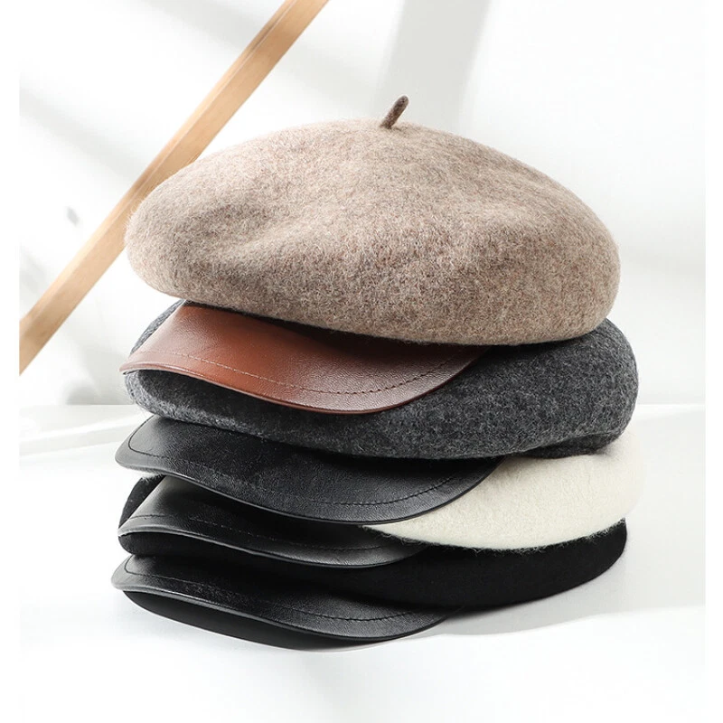 Women Wool Newsboy Cap Beret Hat Classic Cabbie French Elegant Retro Fashion - Image 2 of 4