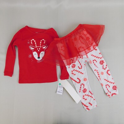 Carter's Santa's Bestie Toddler Girls Reindeer Tutu Pants Set - 12 Months #3058