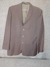 1950s -1960s VINTAGE 3 BUTTON SHARKSKIN SUIT JACKET BROWN 42-44 CURLEE CLOTHES