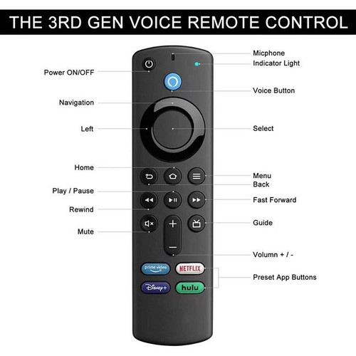 Fire Stick TV Remote Amazon Alexa Voice $K Remote Control LITE 3rd gen firestick - Afbeelding 5 van 9
