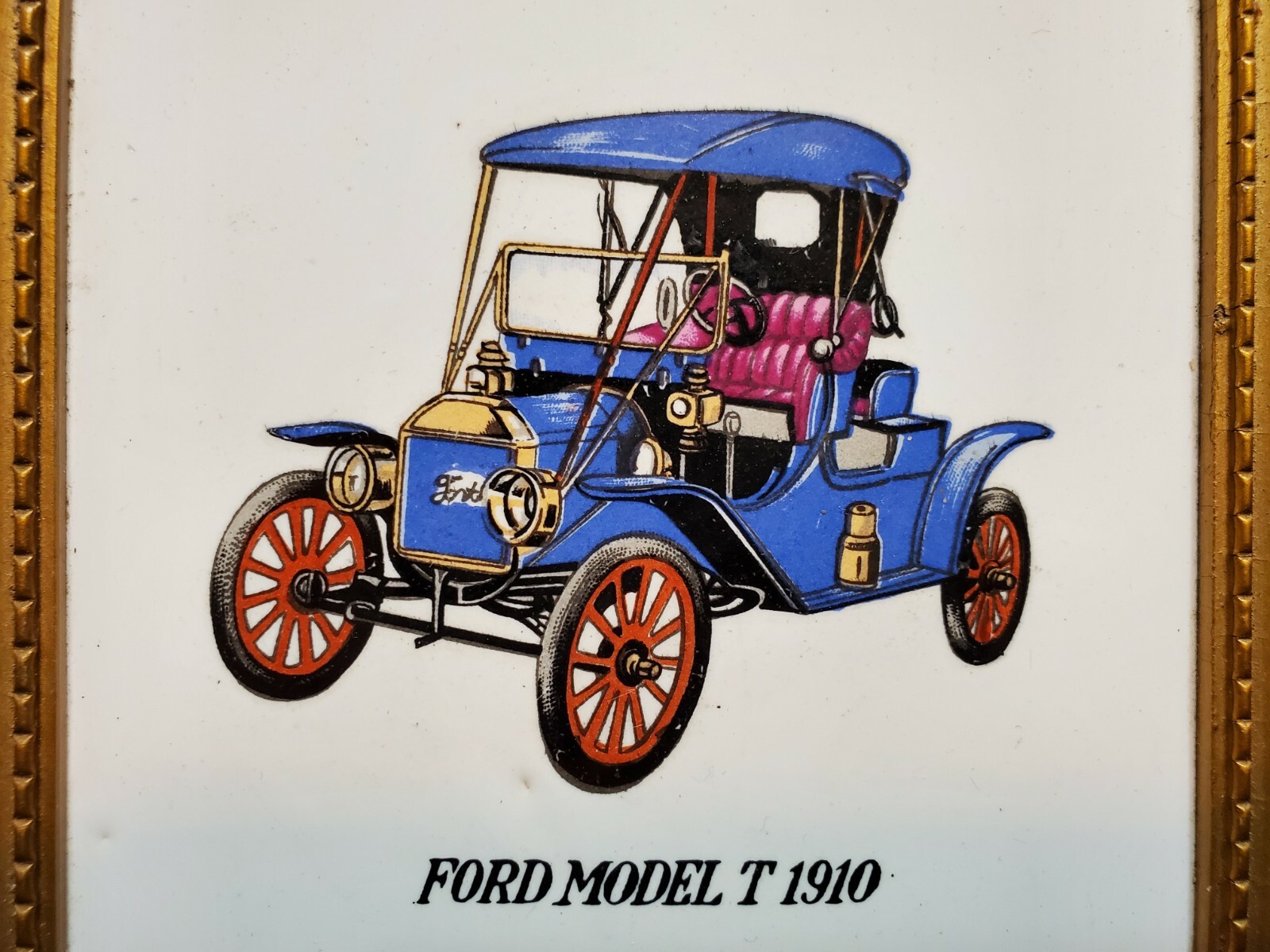 Handpainted Ceramic Tile Gold Gilt Frame by ROYAL SEALY Vintage Wall