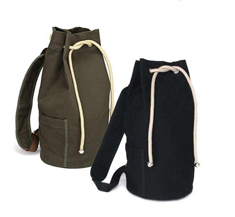 New Men Backpack drawstring Canvas bucket bag unisex Fashion