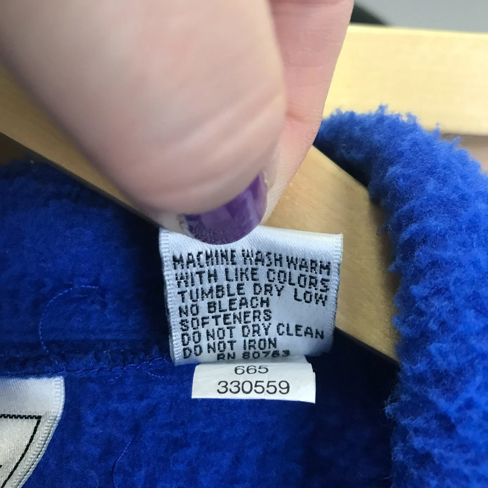 UNDERCOVER Felpa con cappuccio vintage VS sport tagliata donna XS pile blu boxy anni '80 90