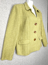Talbots Vintage Green Textured Blazer Jacket Size 12 Italian Fabric