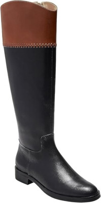 Jack Rogers Brown and Black Leather Riding Boots Jack Rogers Leather Flat Riding Boots Whipstick Flap Boots  main image 3