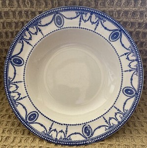 Antique J Kent Blue/White 9” Soup Bowl Made In England, Empire Pattern NICE!