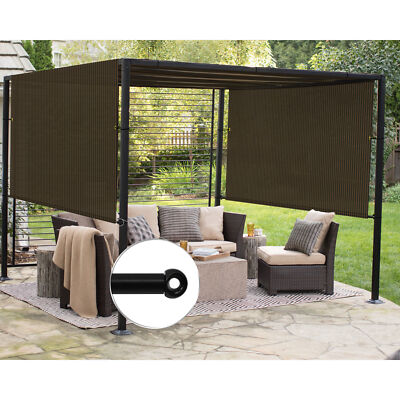 Universal  Pergola Shade Cover Sun Shade Panels Canopy Cover w/ Rod Brown