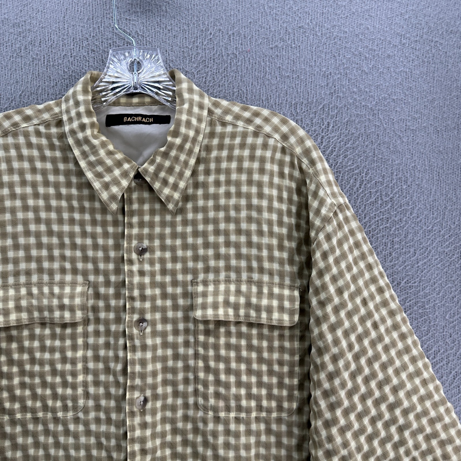 Bachrach Mens Shirt Extra Large Yellow Button Dow… - image 2