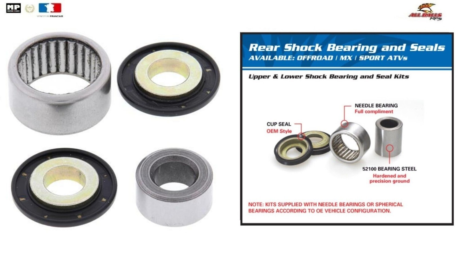 Kit roulement étanche 29-5008 pour axe d'amortisseur inférieur enduro